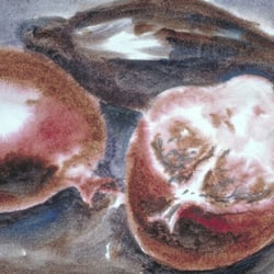 Granatäpfel, Aquarell, 32,5×47 cm, 1989