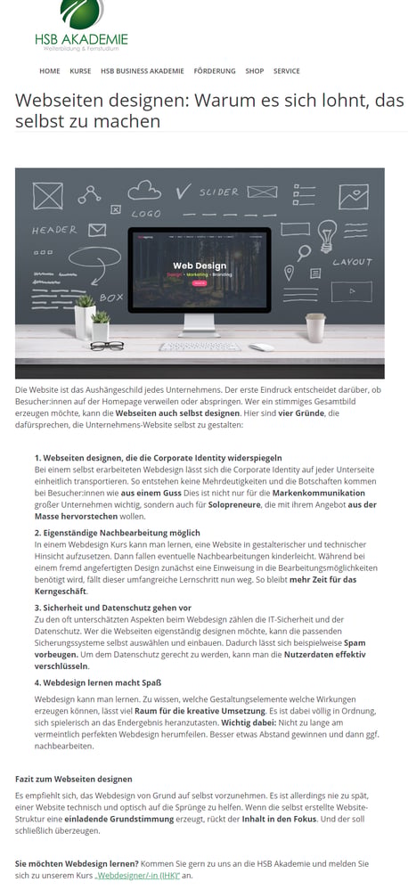 Blogartikel „Webseiten designen – warum es sich lohnt, das selbst zu machen“