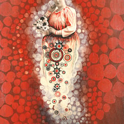 Timeline 28, mixed media on wooden body, 30 × 20 cm
