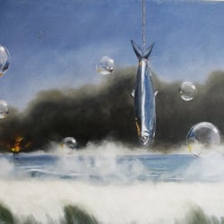 Hering am Bande, Öl/Leinwand, 50*70*2 cm