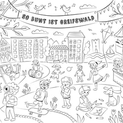 Ausmalbild „So bunt ist Greifswald“