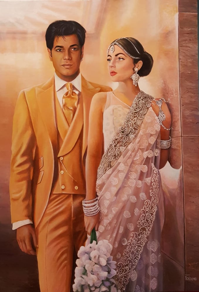 Hochzeitsmalerei, Acryl auf Leinwand