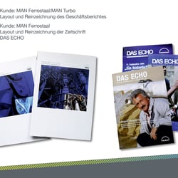 Kunde: MAN Ferrostaal/MAN Turbo, Layout und Reinzeichnung des Geschäftsberichtes&des ECHOS
