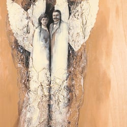 Timeline 10, mixed media on wooden body, 30 × 40 cm