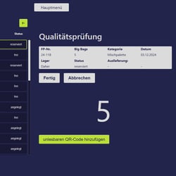 Neben Auftragsdaten können auch QR-Codes gescannt, bearbeitet und in der Datenbank gespeichert werden.