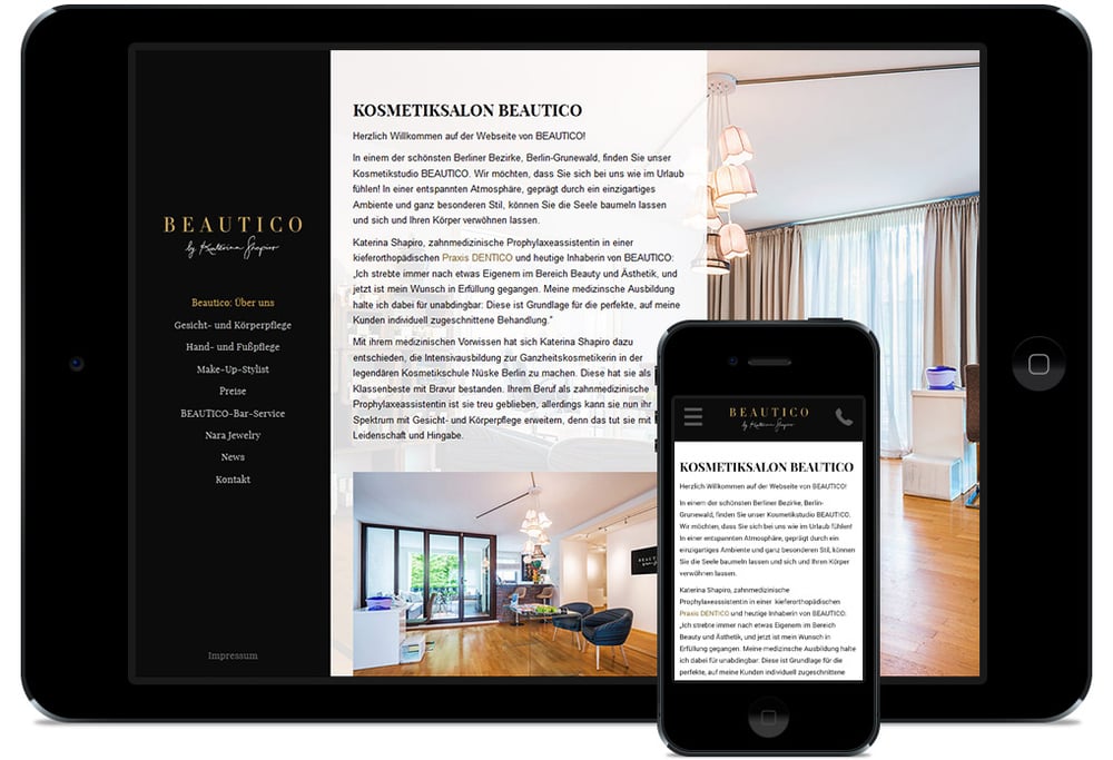 Die responsive Webseite eines Schönheitssalons