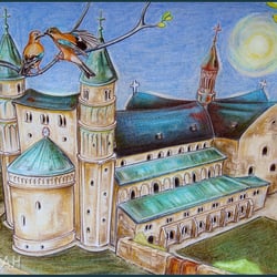 „St. Cyriakus“ Buntstift auf Aquarellkarton