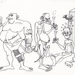 Caricatur von Steinmetzen