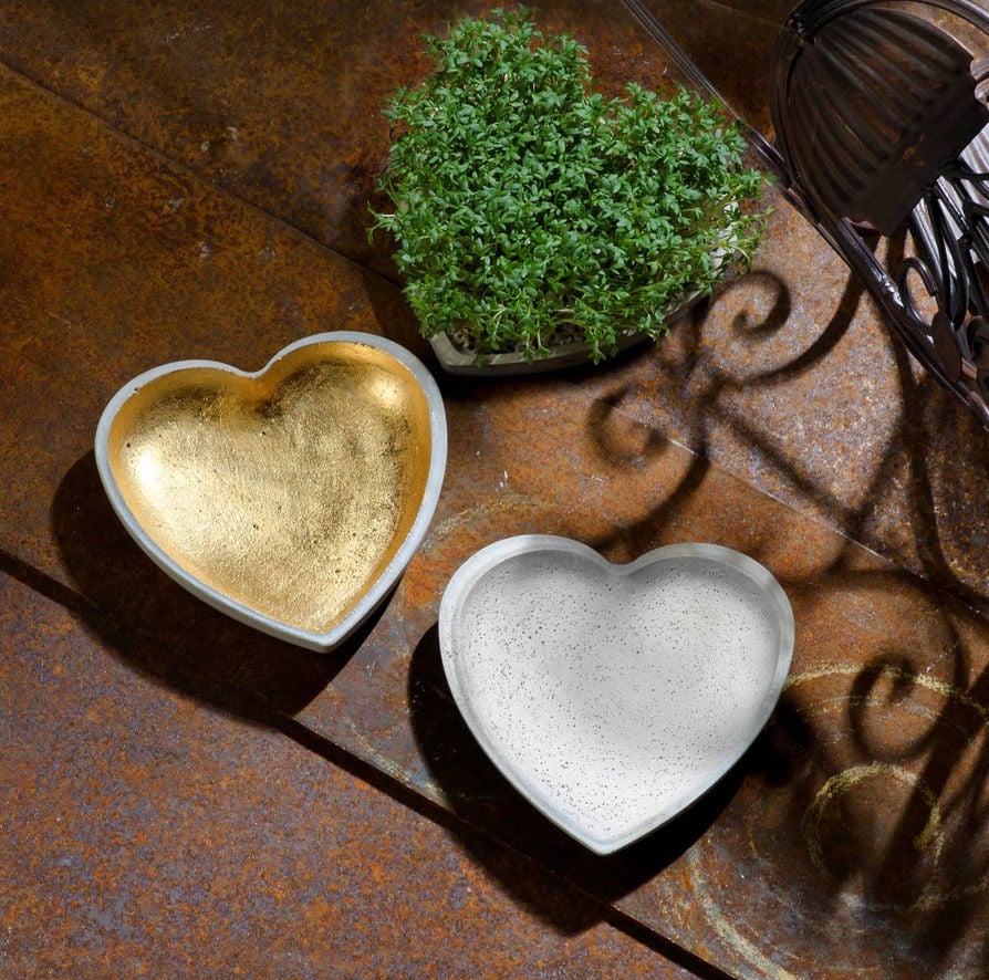 Herzschale  Auswahl Blattgold + 4 €, Blattsilber + 3 €, weiss vintage, puristisch