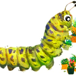 Raupe Blumenverkäuferin Illustration