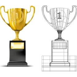 Der Siegerpokal. Vektorgrafik, Illustrator.