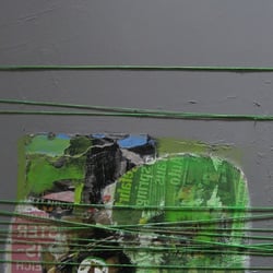VIELFALT II-2009-Acryl-Papiercollage und Paketschnüre auf Leinwand-50×70