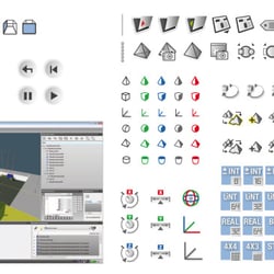 Werkzeugicons (SVG) für 3D-Simulationssoftware: industrialPhysics