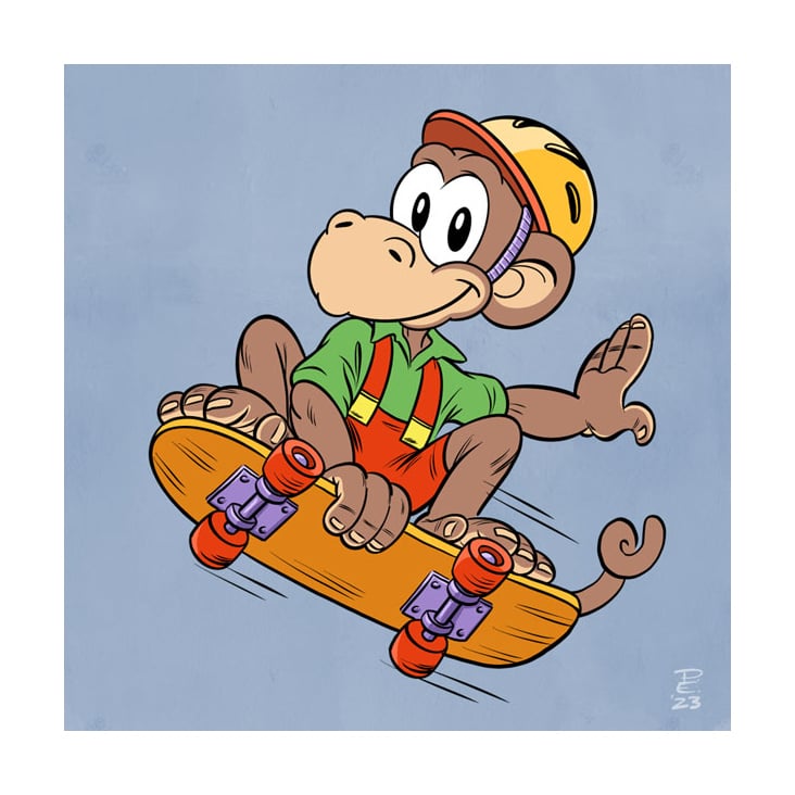 DVB Comicfigur Theo auf Skateboard