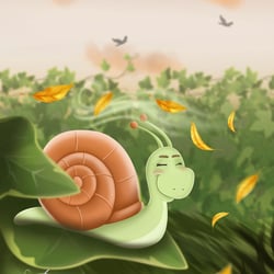 Illustration aus dem Kinderbuch „Die kleine Schnecke lernt fliegen“ von Eva Christina Wattler