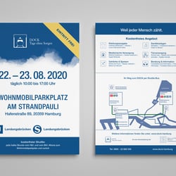 Din A 5 Flyer für die Veranstaltung „DOCK – Tage ohne Sorgen“ 2020