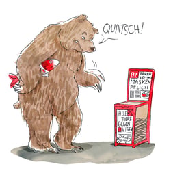 Grizzlybär uas dem Buch „Maskenball der Tiere“ von Hans Gärtner, Schillo Verlag 2020