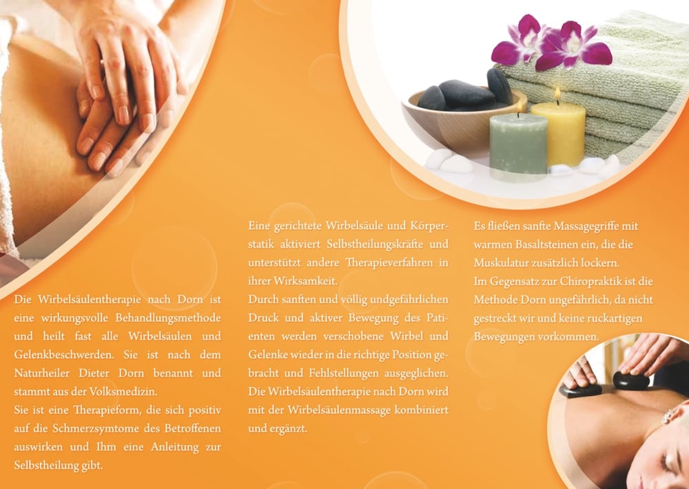 Flyer mit Leistungen und Preisen der Massagepraxis Harald Zimmermann