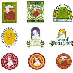 Entwürfe für Produktlogo Benedikt Klostergarten