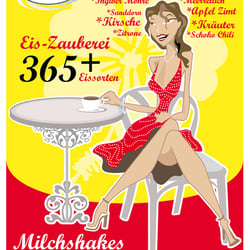 Werbeaufsteller für ein Café im 50er Jahre Stil
