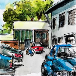 Pen & wash Skizze