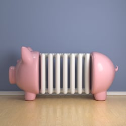 3D-Illustration Sparschwein als Heizkörper
