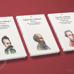 Philosophen-Karikaturen für die Titel einer Buchreihe