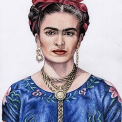 Frida Kahlo – Buntstiftzeichnung