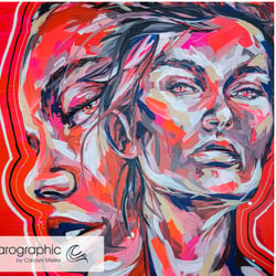 Porträt Pop Art Malerei von Carolyn Mielke carographic Kunst bunte Gesichter