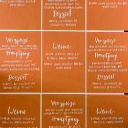 Menü Beschriftung Handschrift