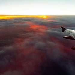 Red glowing clouds