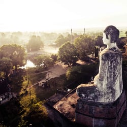 Buddha, Wat Ek Phnom, Kambodscha / Cambodia (Luftbild mit einer Drohne)