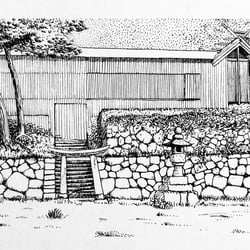 Illustration für das Buch „Das japanische Haus und sein Leben“ von Bruno Taut. Tusche und Feder auf Papier 1985