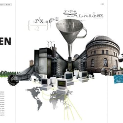 Die Klimastrategen, 3seitige Illustration, Bilfinger-Berger Magazin, 2008