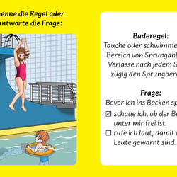 Frage-Antwortkarte zum Spiel „Schwimmen macht Spaß!“