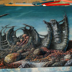 Freie Arbeit – „Versteinert“ 30×40cm Buntstift auf 250g schwarzes Derwent Papier
