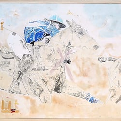 HIT THE BEAT OF THE UNIVERSE, 2018 / Painting and Graphit on Canvas 189 × 169 cm