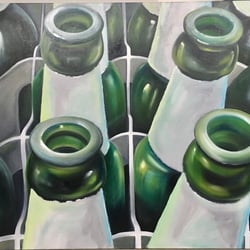 Flaschenstillleben, Öl auf Leinwand, 140×100cm
