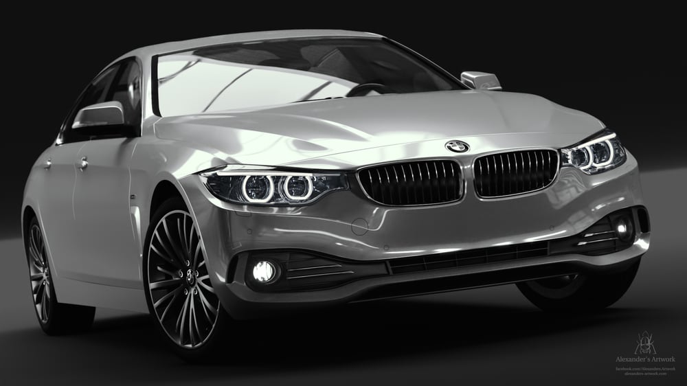 Visualisierung eines BMW 4 Series Gran Coupè Luxury Line – Glasslights – Studio – full CGI