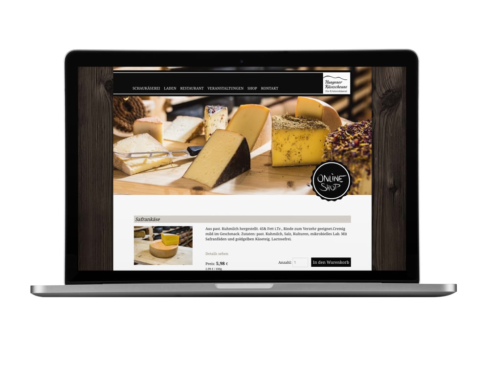 Onlineshop für Käseprodukte