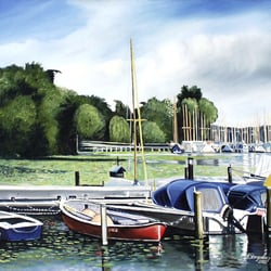Bootshafen, Seglerhaus am Wannsee 2, Öl a. Lw., 50×60 cm, 2005