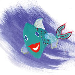 „Fisch“ Sternzeichen, Sternzeichen (Aquarell, Tempera, Buntstift)