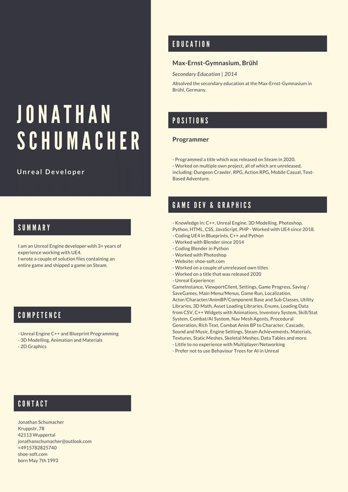 Jonathan Schumacher CV