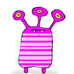Alien No.2/stripes, hand and digital illustration 2009