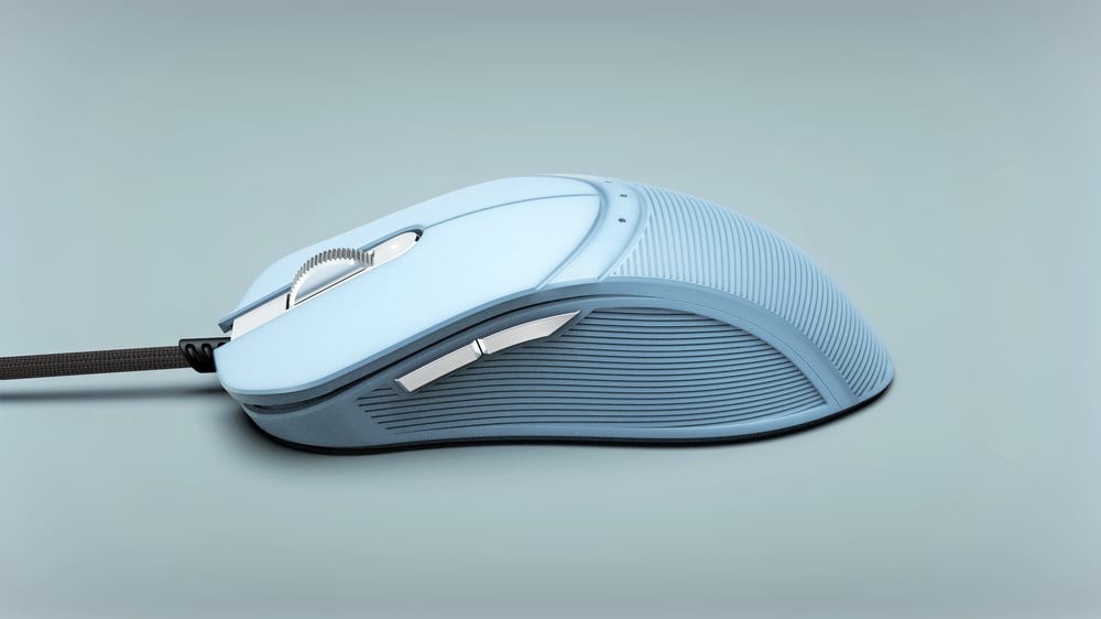 Gaming Maus Konzept – Blau, Seitenansicht