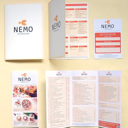 Nemo Pizzakurier, Flyer, Menükarte und Gutschein