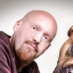 the guy loves his dog.