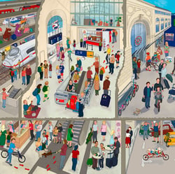 Der Hauptbahnhof aus »Mannheim wimmelt« ISBN: 978−3-8425−2102−5