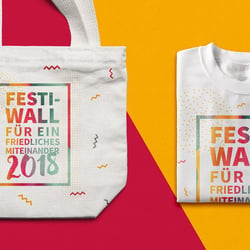 Merchandise für das Festi-Wall für ein friedliches Miteinander