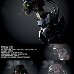 Alien Soldier Bust LowPoly